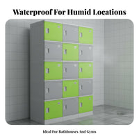 Waterproof Plastic Locker Long-Lasting ABS Storage Cabinet Large Capacity Colorful Changing Room Cabinet Easy Assembly for Employees, Students, Gym, Swimming Pool, Bathroom, Spa