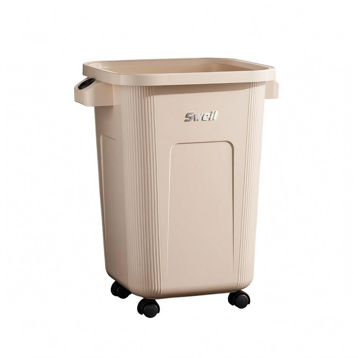 Lidded Trash Can Bag Holder Rectangular Trash Can Slim Lidded Bin Ribbed Household Container Side Handles