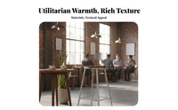 Industrial Aesthetic Metal Frame High Stool with Backrest Retro Design Bar Height Seating Versatile Commercial Furnishing Space-Saving for Cafe Owners, Apartment Dwellers, Restaurant, Small Areas, Dining Room, Kitchen