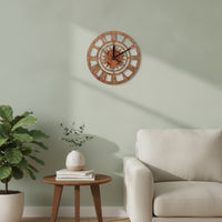 Wood-Grain Wooden Wall Clock Decorative Cutout Wall Clock Rustic Openwork for Entryway