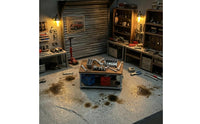 Molded Details Miniature Repair Workbench Artisanal 1:64 Scale Workbench Detailed Miniature Workshop Bench Printed Markings