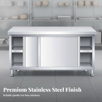 Rust-Proof Commercial Food Prep Table Heavy Duty Stainless Steel Prep Table Easy to Clean Stainless Steel Workbench Scratch Resistant for Restaurant Owners, Home Cooks, Homeowners, Cafeteria, Workshop, Research Facility Oratory, Garage