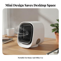 Portable Water Cooling Fan 3-Speed Setting Mini Air Chiller 7-Color Night Light USB Desktop Fan for Office Workers, Students, Bedroom, Dorm Room