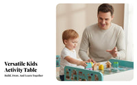 Easy to Clean Childrens Block Table and Chair Set Rounded Corner Design Toddler Building Block Table Kids Learning Desk with Storage for Toddlers, Preschoolers, Parents, Playroom, Preschool, Classroom, Living Room