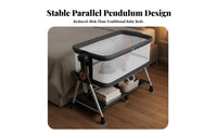 6-Level Height Adjustment Adjustable Co-Sleeper with Storage Rocking Function Portable Co-Sleeper Bassinet Multi-Functional Newborn Cradle Lockable Wheels for Newborns, Infants, Parents, Nursery, Bedroom, Living Room, Home