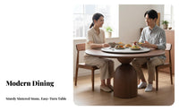 Retro design circular table with Lazy Susan Heat Resistant circular table with Rotating Tray and Seating Easy to Clean Dining Set Sturdy Construction for Families, Apartment Dwellers, Homeowners, Family Meals, Entertaining Guests, Kitchen