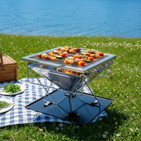 Folding Smoky Grill Rust-Resistant Folding Barbecue Grill Reusable Outdoor Cooker for Camping