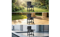 Briquette Grill with Warming Rack Adjustable Height Briquette Grill with Wheels Enamel-Treated Barbecue with Warming Rack for Backyard Cooks