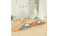 Sturdy Wooden Climbing Structure with Slide Child-Safe Indoor Slide and Climber Low-Height Climbing Set with Arch Sensory for Toddlers, Kids
