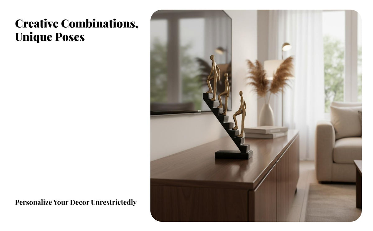 Resin Character Sculpture Modern Luxury Thinking Person on Steps Sculpture Hand-Polished Step Ascender Character Ornament for Professionals, Bookshelf