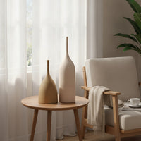 2 Pieces Brushed Vase with Slender Neck Matte Ceramic Vase Tall Flower Holder Minimalist for Home Decorators, Minimalists, Shelf, Living Room, Entryway, Bedroom