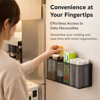 Fridge Organizer and Refrigerator Storage Rack for Students in a Dorm Room, Carbon Steel Kitchen Spice with a Wall Mount Design