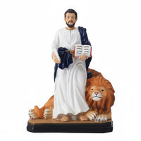 Evangelist Figure the Apostle Statue Classical Design St Mark with Winged Lion Figurine Christmas Gift Religious Statue Home Decor for, Office Desk
