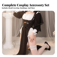 Cosplay Nun Dress High Slit Design Comfortable Stretch for Nightlife