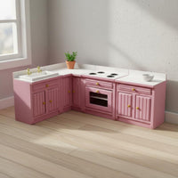 Pretend Play 1:12 Scale Kitchen Set Realistic Design Dollhouse Kitchen Cabinet Handmade for Hobbyists