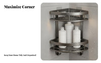 No-Drill Installation Bathroom Corner Shelf Rust-Proof Corner Shower Organizer Rustproof for Homeowners, Families, Restroom, Bathtub