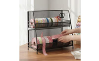 Ribbon Storage Rack Space Saving Multi-Tier Ribbon Rack Tiered Storage Basket Shelf Easy Assembly Washi Tape Holder for Florists
