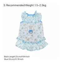Breathable Small Dog Summer Dress Lightweight Material Floral Puppy Dress Built-in D-Loop for Small Dogs, Cats, Season, Parties