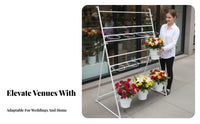 Tri-Level Floral Vessel Stand Tiered Design Tri-Level Rolling Floral Carriage Easy Assembly Plant Holder for Florists, Florist Shop, Wedding Location