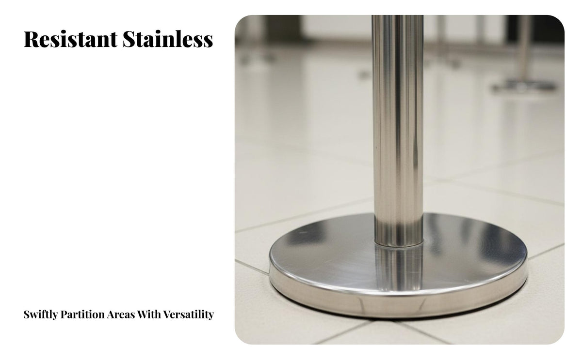 Rustproof Retractable Belt Stanchion Long-Lasting Construction Stainless Steel Queue Post Heavy-Duty Base Belt Barrier Post Easy Assembly for Event Organizers, Venue Managers, Business Owners, Airports, Hotels, Retail Stores, Shopping Malls
