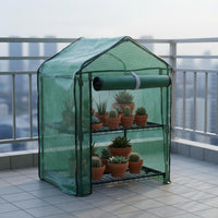 2 Tier Greenhouse Waterproof Balcony Greenhouse Tent Space-Saving Plant Shelter for Patio