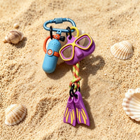 Beach-Inspired Scuba Keychain with Carabiner Lightweight Diver Keychain with Mini Cylinder Compact Silicone Bag Charm with Charms Portable for Backpacks