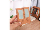 Miniature Storage Cabinet Functional Doors and Drawer Mini Cupboard Model Collectible Item Dollhouse Wardrobe for Collectors, Kids