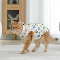 Cat Recovery Suit with Assorted Cartoon Patterns, Sleeveless Post-Surgery Cat Apparel, Cat Spay and Neuter Recovery Suit