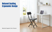 Portable Folding Chair, Leather Backrest, No Assembly, Home, Balcony, Training