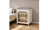 Storage Cabinet with Wheels Foldable Cabinet Rolling Storage Box with Doors for Closet, Bedroom, Living Room