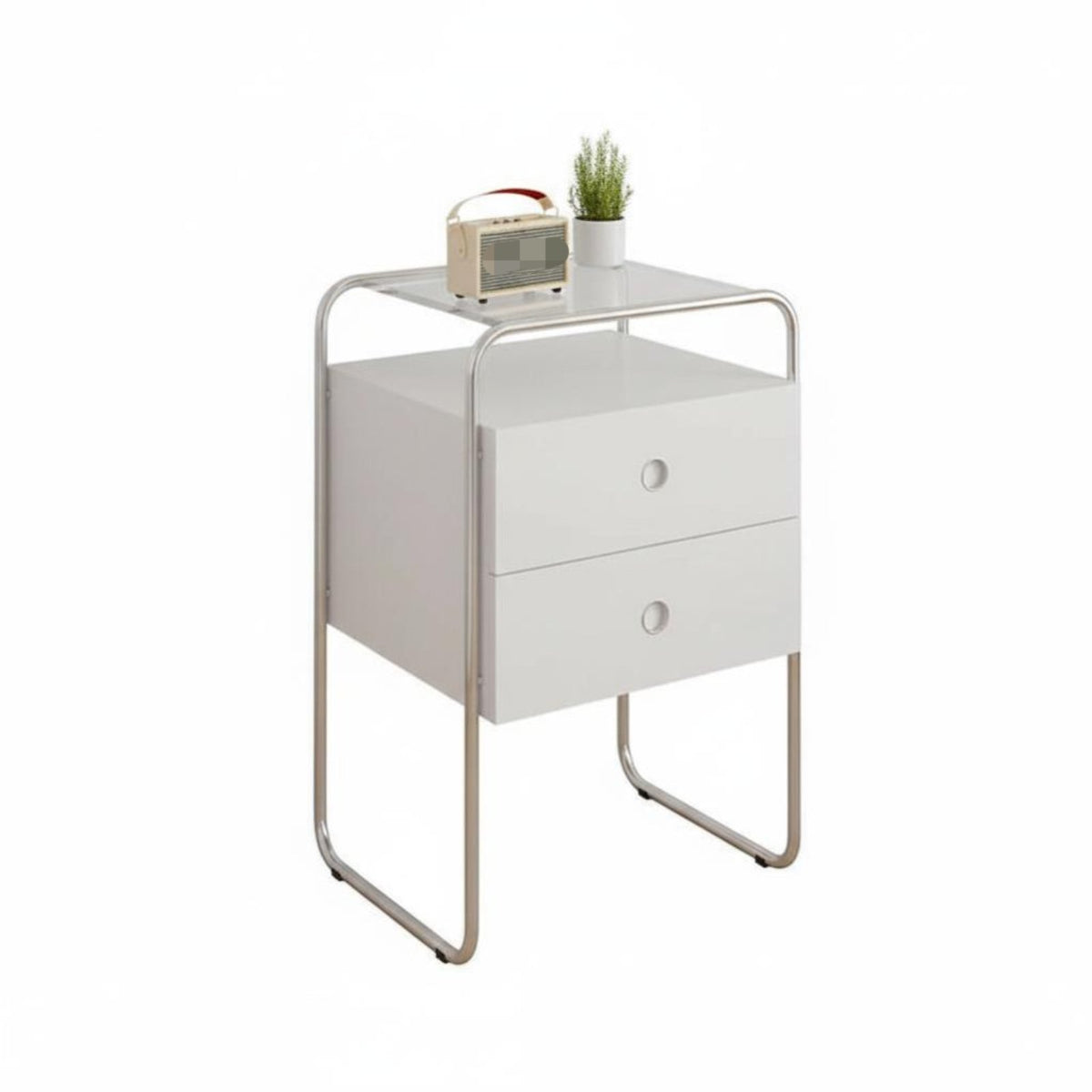 Bauhaus Aesthetic 3-Drawer Nightstand Large Capacity Drawer Cabinet with Cylindrical Frame Strong Load-Bearing Bedside Table Easy to Clean for Design Enthusiasts, Homeowners, Apartment Dwellers, Small Space, Dorm Room, Dormitory, Home Office
