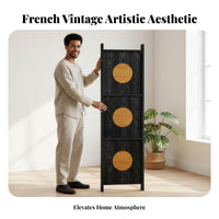 Foldable Arched Panel Screen Freestanding Room Divider Vintage aesthetic Household Furnishing Portable for telecommuting Workers, residents, Interior Designers, Bedroom, Studio Apartment, Home Office, Cafe