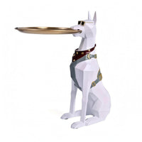 Doberman Tray Holder Faceted Resin Dog Tray Table Decorative Doberman Statue Table