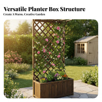 Trellis Planter Box Anti Planter Box with Trellis Carbonized Finish Wooden Climbing Plant Support for Gardeners, Homeowners, Patio, Backyard