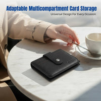 PU Leather Card Holder, Litchi Grain, Unisex Coin Purse, Small Snap Wallet