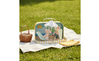 mini Suitcase Display Box with Handle Striped Miniature Display Box Preserving Miniature Case for Interior Decoration