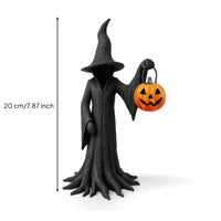 Witch Statue with Pumpkin Halloween Witch Figurine Desktop Ornament Tabletop Decorations Spooky for Mantel, Shelf