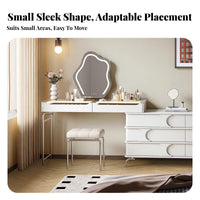 French & design Cross-Legged paddinged Bench Modern Minimalist Vanity Seat Luxury Design Upholstered Stool Polished Metal Frame for Interior Decorators, Adults, homeowners, Makeup Area, dressing area, full-length Closet, Entryway