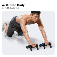 4 Wheel Abdominal Wheel Silent Function Abdominal Exercise Wheel Foldable Press-up Stand Non-Slip Grip 2 in 1 Midsection Fitness