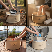 Portable Folding Basin for Outdoor Travel, Laundry, Face Washing, and Foot Soaking - 6.8L/12L