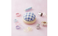 Handmade DIY Plaid Pincushion Wooden Base Pin Cushion for Tailors