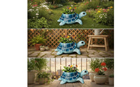 Turtle Planter Resin Turtle-Shaped Planter Outdoor Ornament for Garden, Patio