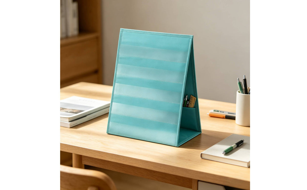 Long-Lasting Desktop Pocket Chart Portable Double-Sided Pocket Chart Reusable for Teachers, Students, Office