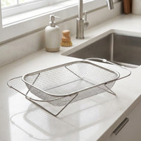 Retractable Drain Basket Kitchen Sink Drainer, Stainless Steel Strainer with Fine Mesh, Telescopic Colander for Vegetables Fruits and Dishes