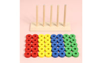 4-Color Stacking Rings Game Reasoning Thinking Color Sorting Stacking Toy Focus Training Child-Centered Sorting Toy for Children 3-6 Years, Preschool