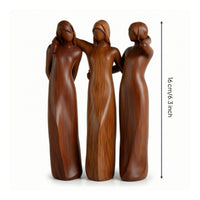 Wood-Look Three Sisters Figurine Stylized Resin Figurine Smooth Resin Statue Artisanal for Friends, Collectors, Shelf, Office