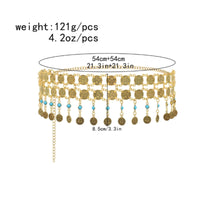 Ethnic Design Vintage Coin Waist Chain Long-Lasting Alloy Double Layer Waist Chain Soft Jingle Metal Coin Hip Belt Lightweight for Belly Dancers, Performers, Dance Performance, Stage Performance, Costume Party