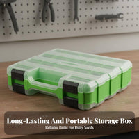 Heavy Duty Double-Sided Parts Organizer Secure Plastic Screw Organizer Transparent Lid for DIYers, Workshop, Home Repair, Craft Room
