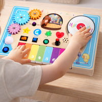 Educational Piano Busy Board Child-Safe Wood Wooden Piano Board Develops Fine Movement Skills Musical Sensory Toy Enhances Hand-Eye Coordination for Toddlers