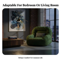 Retro Design Upholstered Cocoon Chair firm-density Foam padding Upholstered Armchair Sturdy Frame Single Sofa Textured Fabric for Young Adults, Apartment Dwellers, Book Lovers, Living Room, Bedroom, perusing corner